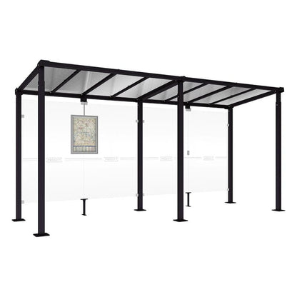 Cityscape Direct Milan Bus Shelter 5000mm / Black (RAL 9005) / No side cladding