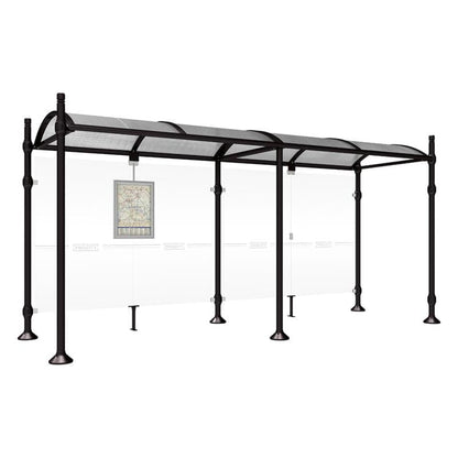 Cityscape Direct Province City Bus Shelter 5000mm / Black (RAL 9005) / No side cladding
