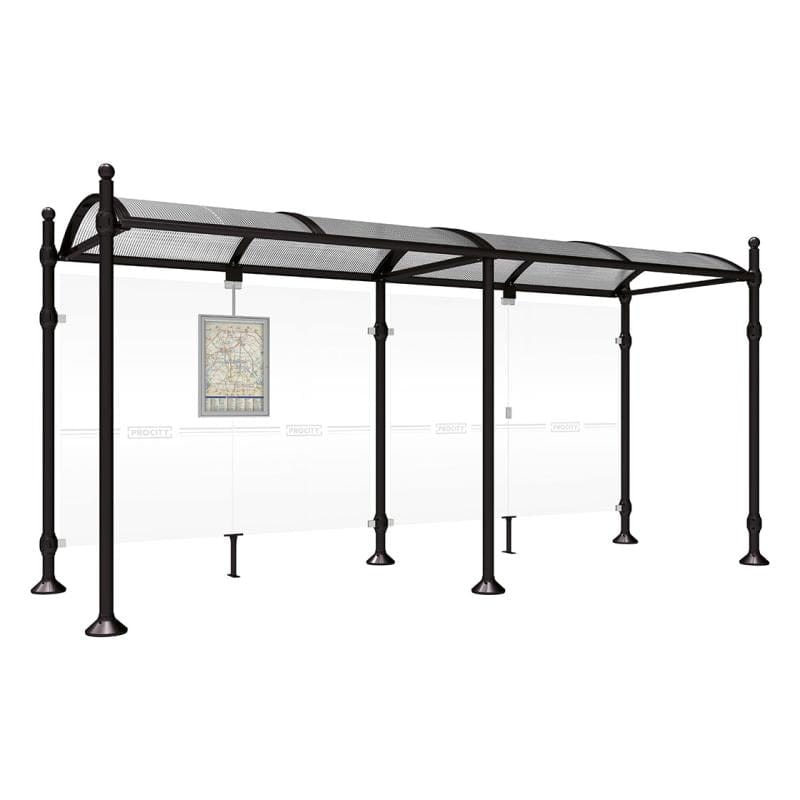 Cityscape Direct Province Sphere Bus Shelter 5000mm / Black (RAL 9005) / No side cladding