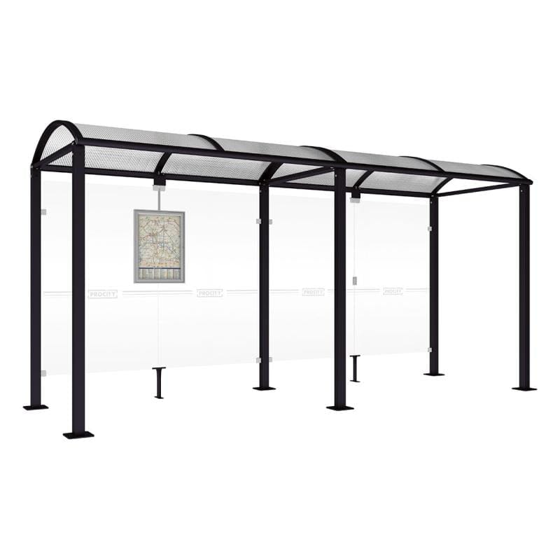 Cityscape Direct Voute Bus Shelter 5000mm / Black (RAL 9005) / No side cladding