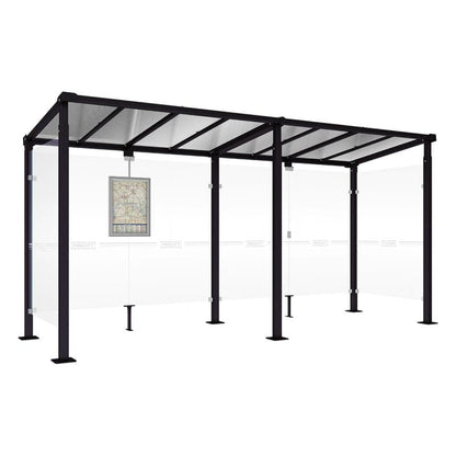 Cityscape Direct Milan Bus Shelter 5000mm / Black (RAL 9005) / With cladding on both sides