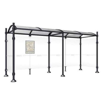 Cityscape Direct Province Agora Bus Shelter 5000mm / Black (RAL 9005) / With cladding on both sides