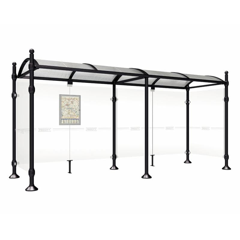 Cityscape Direct Province Sphere Bus Shelter 5000mm / Black (RAL 9005) / With cladding on both sides