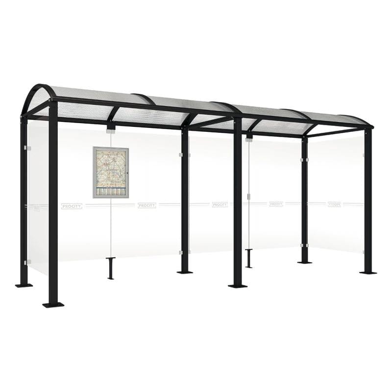 Cityscape Direct Voute Bus Shelter 5000mm / Black (RAL 9005) / With cladding on both sides