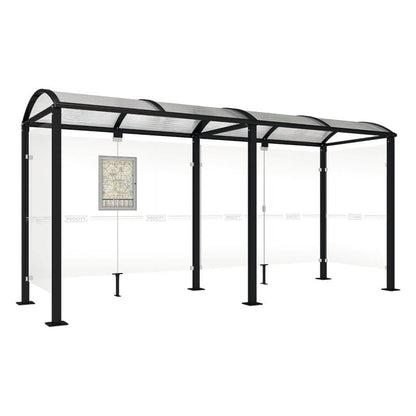 Cityscape Direct Voute Bus Shelter 5000mm / Black (RAL 9005) / With cladding on both sides