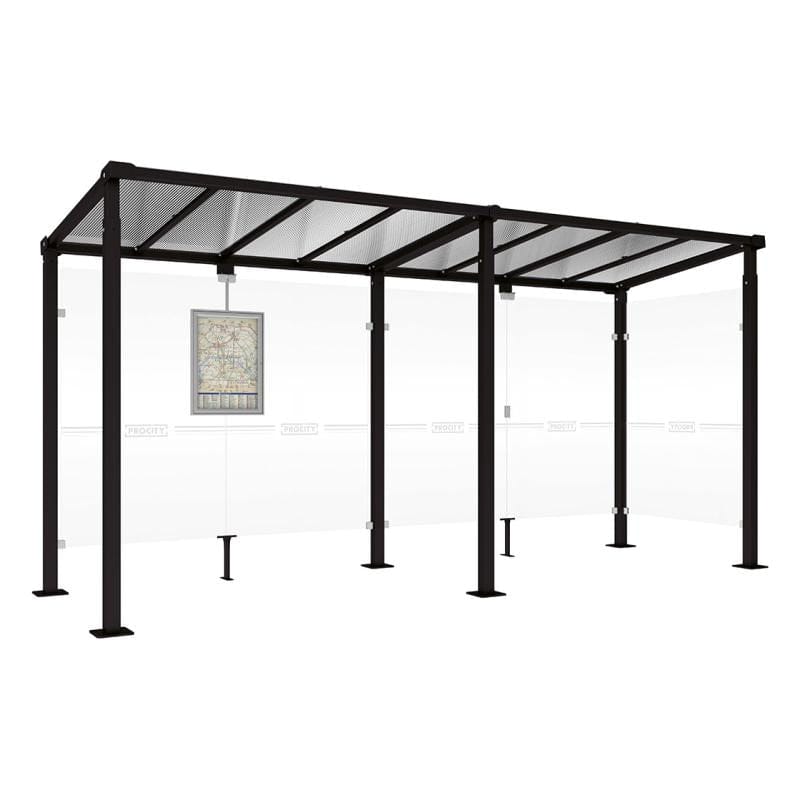 Cityscape Direct Milan Bus Shelter 5000mm / Black (RAL 9005) / With cladding on one side
