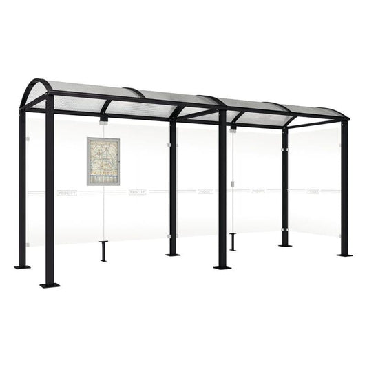 Cityscape Direct Voute Bus Shelter 5000mm / Black (RAL 9005) / With cladding on one side