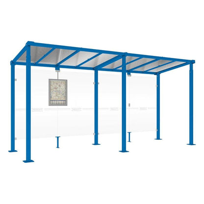 Cityscape Direct Milan Bus Shelter 5000mm / Blue (RAL 5010) / No side cladding