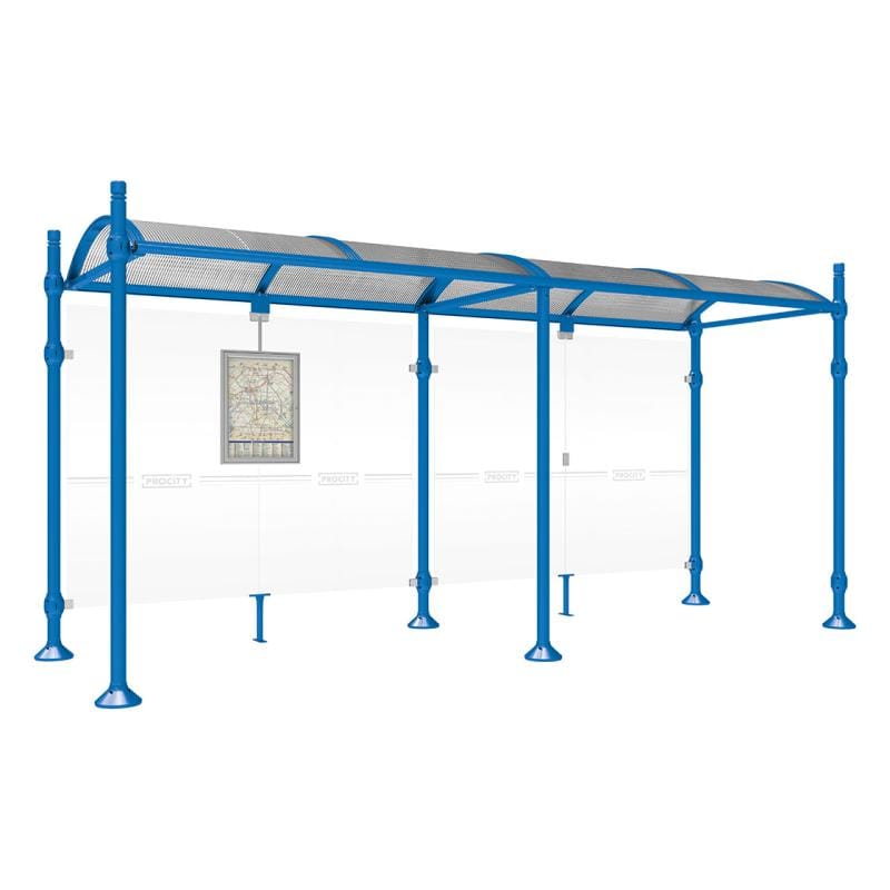Cityscape Direct Province City Bus Shelter 5000mm / Blue (RAL 5010) / No side cladding