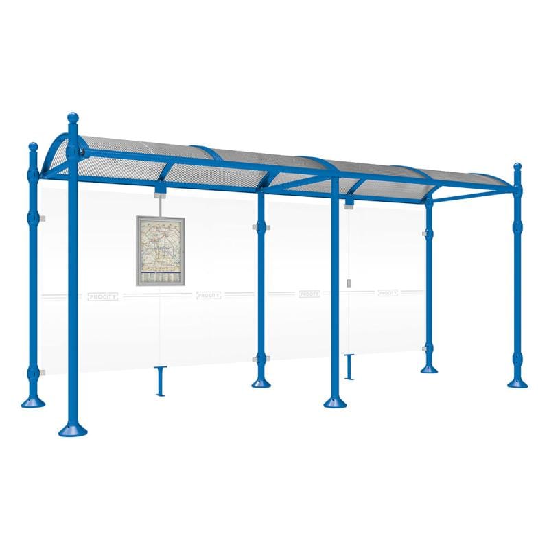 Cityscape Direct Province Sphere Bus Shelter 5000mm / Blue (RAL 5010) / No side cladding
