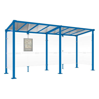 Cityscape Direct Milan Bus Shelter 5000mm / Blue (RAL 5010) / With cladding on both sides