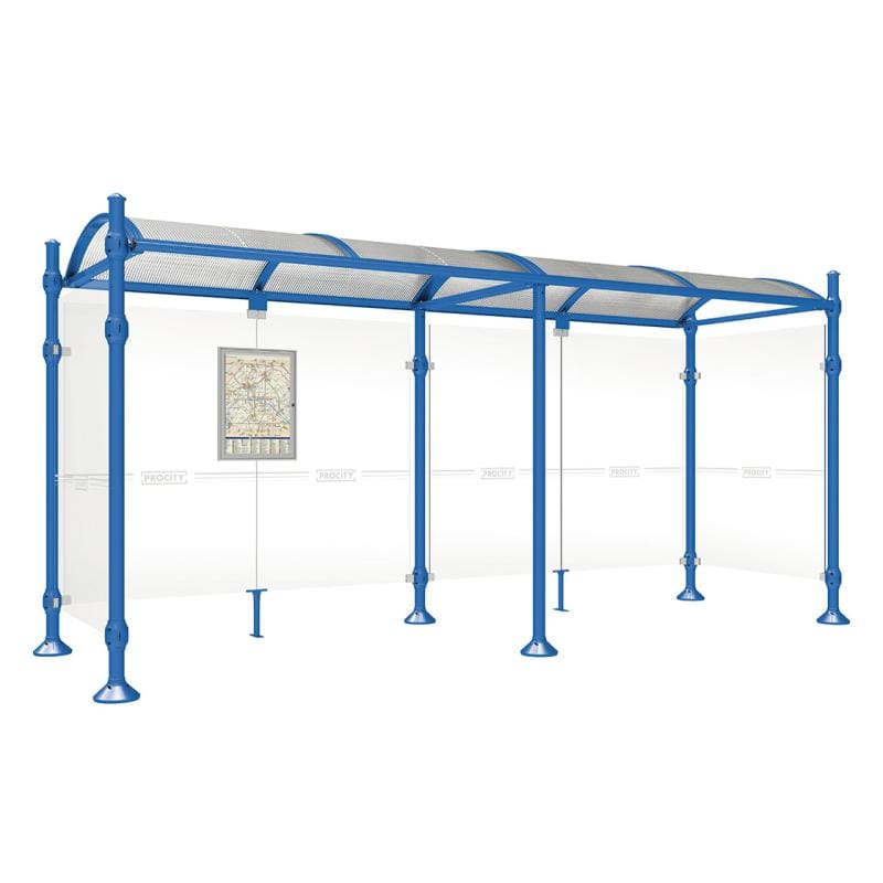 Cityscape Direct Province Agora Bus Shelter 5000mm / Blue (RAL 5010) / With cladding on both sides