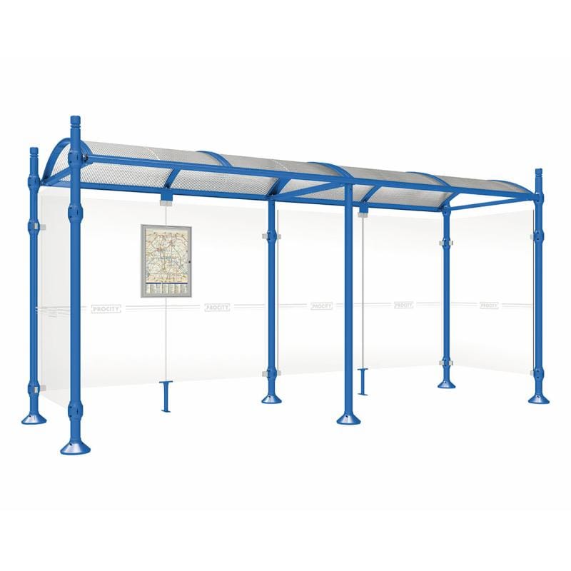 Cityscape Direct Province City Bus Shelter 5000mm / Blue (RAL 5010) / With cladding on both sides