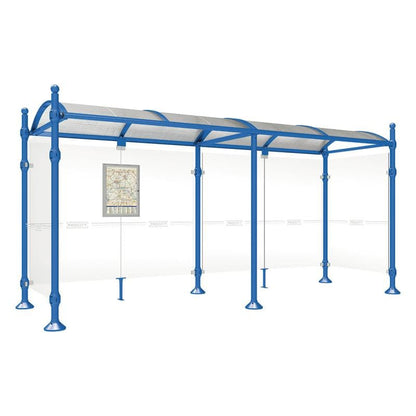 Cityscape Direct Province Sphere Bus Shelter 5000mm / Blue (RAL 5010) / With cladding on both sides