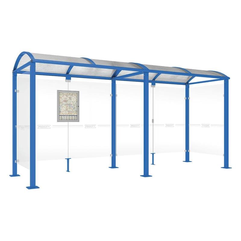 Cityscape Direct Voute Bus Shelter 5000mm / Blue (RAL 5010) / With cladding on both sides
