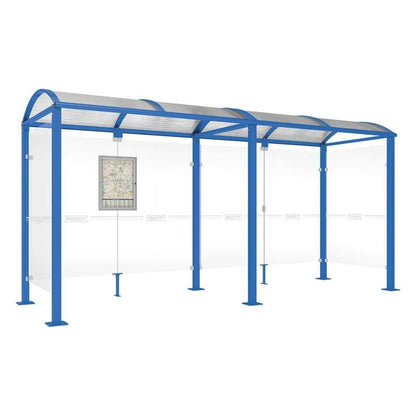 Cityscape Direct Voute Bus Shelter 5000mm / Blue (RAL 5010) / With cladding on both sides
