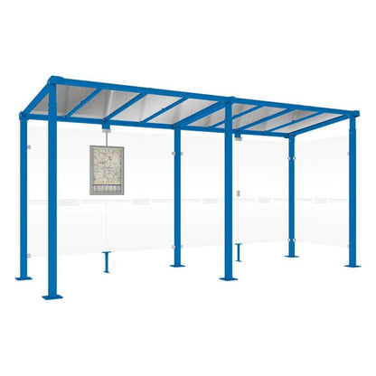 Cityscape Direct Milan Bus Shelter 5000mm / Blue (RAL 5010) / With cladding on one side