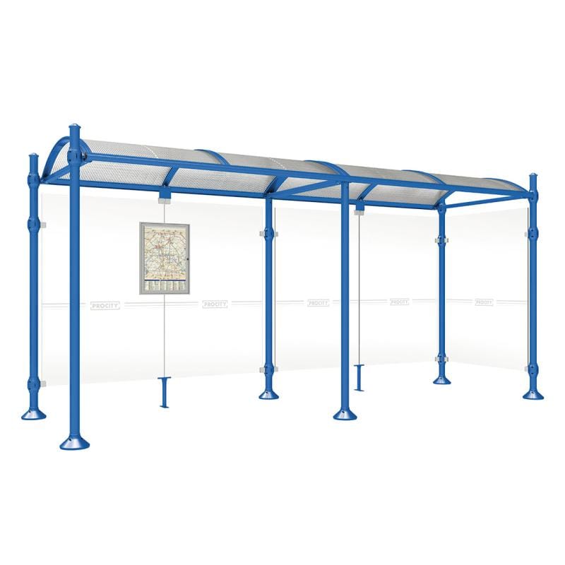 Cityscape Direct Province Agora Bus Shelter 5000mm / Blue (RAL 5010) / With cladding on one side