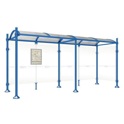 Cityscape Direct Province Agora Bus Shelter 5000mm / Blue (RAL 5010) / With cladding on one side