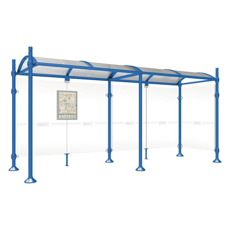 Cityscape Direct Province City Bus Shelter 5000mm / Blue (RAL 5010) / With cladding on one side