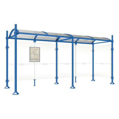 Cityscape Direct Province City Bus Shelter 5000mm / Blue (RAL 5010) / With cladding on one side