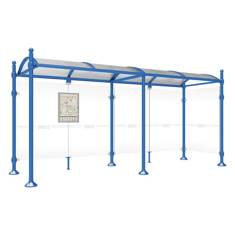 Cityscape Direct Province Sphere Bus Shelter 5000mm / Blue (RAL 5010) / With cladding on one side