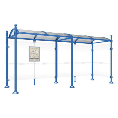 Cityscape Direct Province Sphere Bus Shelter 5000mm / Blue (RAL 5010) / With cladding on one side