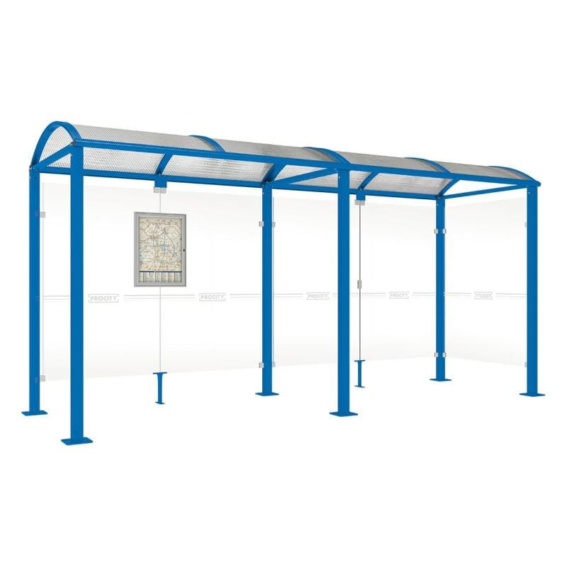 Cityscape Direct Voute Bus Shelter 5000mm / Blue (RAL 5010) / With cladding on one side