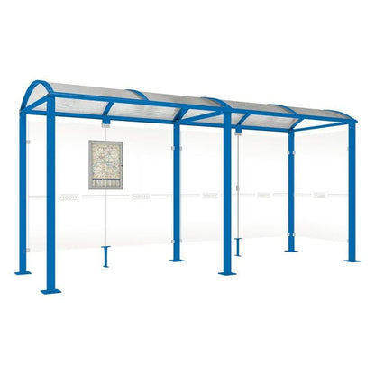 Cityscape Direct Voute Bus Shelter 5000mm / Blue (RAL 5010) / With cladding on one side