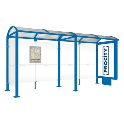 Cityscape Direct Voute Bus Shelter 5000mm / Blue (RAL 5010) / With lightbox and cladding