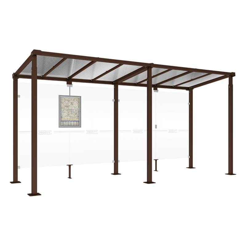 Cityscape Direct Milan Bus Shelter 5000mm / Brown (RAL 8017) / No side cladding