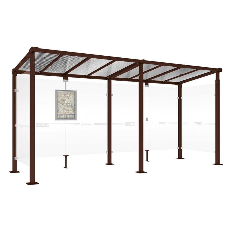 Cityscape Direct Milan Bus Shelter 5000mm / Brown (RAL 8017) / With cladding on both sides