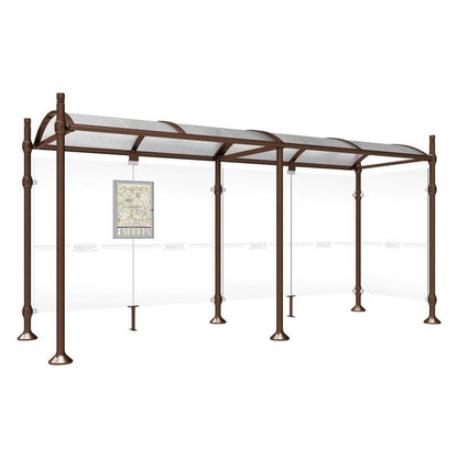 Cityscape Direct Province City Bus Shelter 5000mm / Brown (RAL 8017) / With cladding on one side