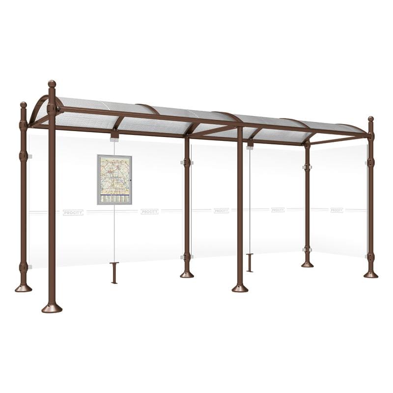 Cityscape Direct Province Sphere Bus Shelter 5000mm / Brown (RAL 8017) / With cladding on one side