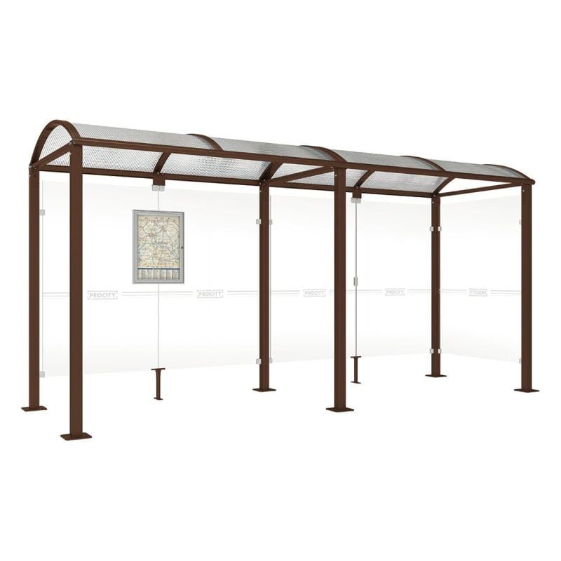 Cityscape Direct Voute Bus Shelter 5000mm / Brown (RAL 8017) / With cladding on one side
