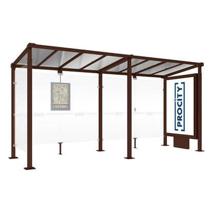 Cityscape Direct Milan Bus Shelter 5000mm / Brown (RAL 8017) / With lightbox and cladding