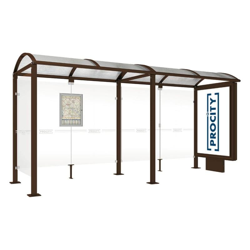 Cityscape Direct Voute Bus Shelter 5000mm / Brown (RAL 8017) / With lightbox and cladding