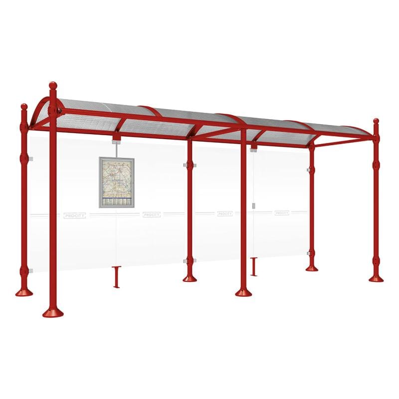 Cityscape Direct Province Sphere Bus Shelter 5000mm / Burgundy (RAL 3004) / No side cladding
