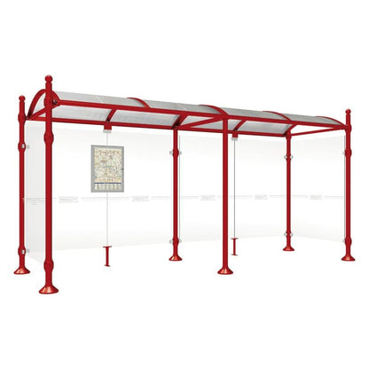 Cityscape Direct Province Sphere Bus Shelter 5000mm / Burgundy (RAL 3004) / With cladding on both sides