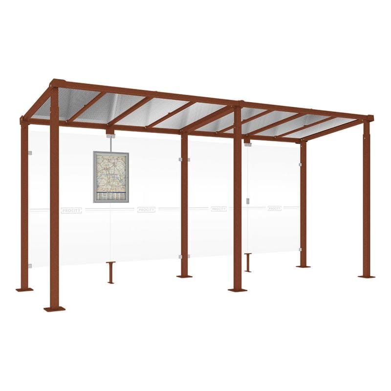 Cityscape Direct Milan Bus Shelter 5000mm / Corten Effect / No side cladding