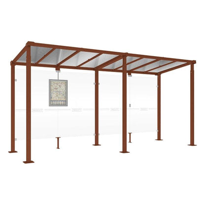 Cityscape Direct Milan Bus Shelter 5000mm / Corten Effect / No side cladding
