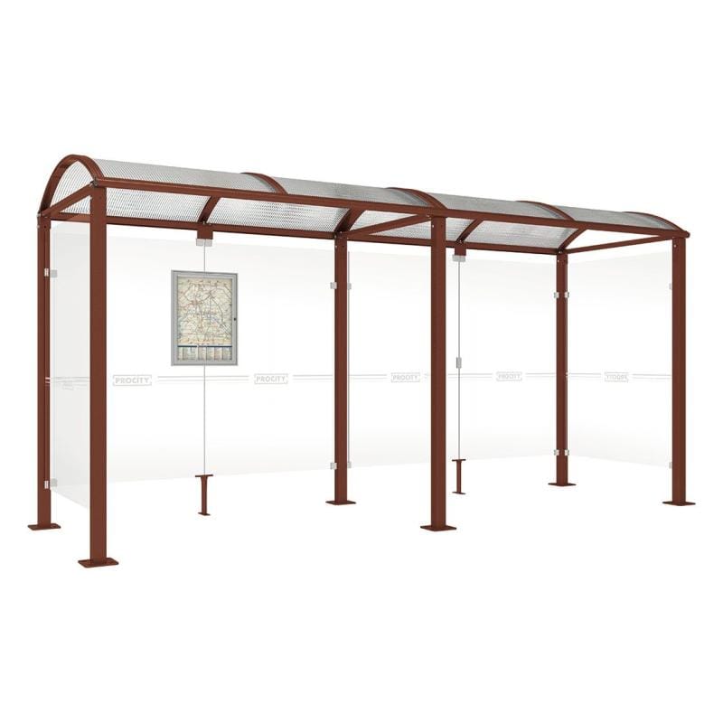 Cityscape Direct Voute Bus Shelter 5000mm / Corten Effect / With cladding on both sides