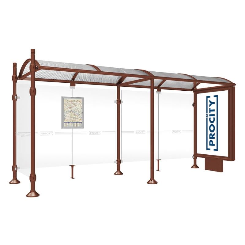 Cityscape Direct Province City Bus Shelter 5000mm / Corten Effect / With lightbox and cladding
