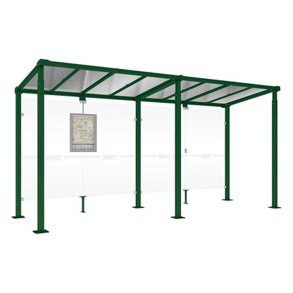 Cityscape Direct Milan Bus Shelter 5000mm / Green (RAL 6005) / No side cladding