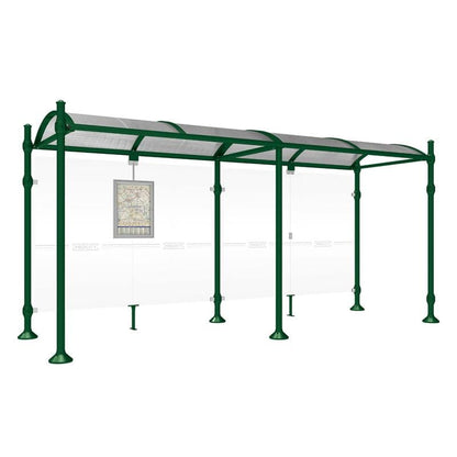 Cityscape Direct Province Agora Bus Shelter 5000mm / Green (RAL 6005) / No side cladding