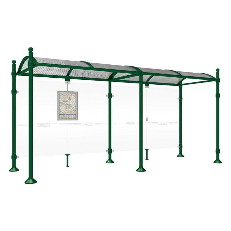 Cityscape Direct Province Sphere Bus Shelter 5000mm / Green (RAL 6005) / No side cladding