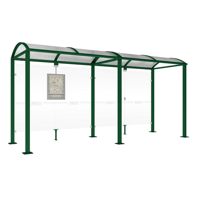 Cityscape Direct Voute Bus Shelter 5000mm / Green (RAL 6005) / No side cladding