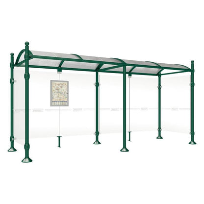 Cityscape Direct Province Sphere Bus Shelter 5000mm / Green (RAL 6005) / With cladding on both sides