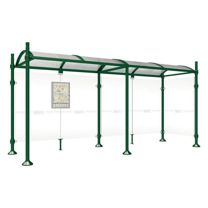 Cityscape Direct Province City Bus Shelter 5000mm / Green (RAL 6005) / With cladding on one side