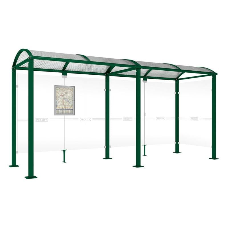 Cityscape Direct Voute Bus Shelter 5000mm / Green (RAL 6005) / With cladding on one side